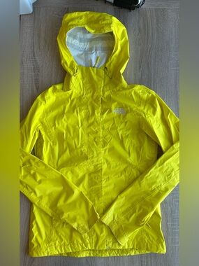 The North Face Yellow Hooded Jacket Rain Coat XS